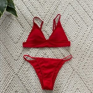 Red Triangle Bikini Set | Red Bikini Set | Red Bikini | Red String Bikini